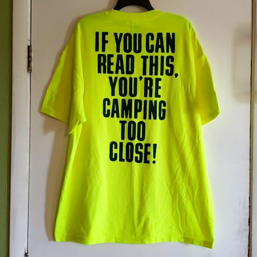 NWOT Neon Yellow Camping T-shirt